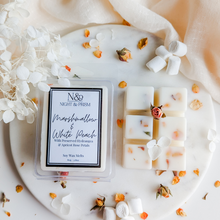 Load image into Gallery viewer, MARSHMALLOW & WHITE PEACH | Preserved White Hydrangea & Apricot Rose Infused Wax Melts