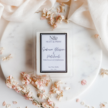 Load image into Gallery viewer, SAKURA BLOSSOM & PATCHOULI | Preserved Pink Delphinium Infused Wax Melts