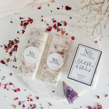 Load image into Gallery viewer, BLACK PLUM & RHUBARB | Preserved Wildflower & Amethyst Crystal Infused Wax Melts