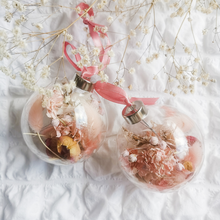 Load image into Gallery viewer, PINK | Dried Flower Glass Baubles | Pair
