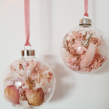 Load image into Gallery viewer, PINK | Dried Flower Glass Baubles | Pair
